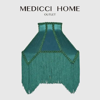 Art deco malachite green & teal velvet lampshade bedroom decor