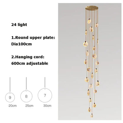 Art deco marble golden lustre pendant light for dining room