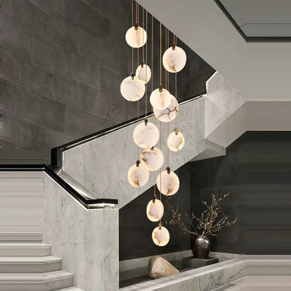 Art deco marble golden lustre pendant light for dining room