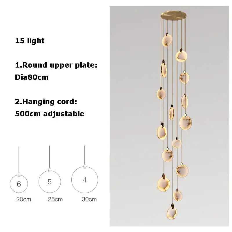 Art deco marble golden lustre pendant light for dining room