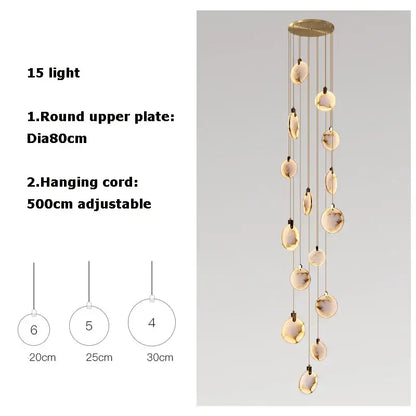 Art deco marble golden lustre pendant light for dining room