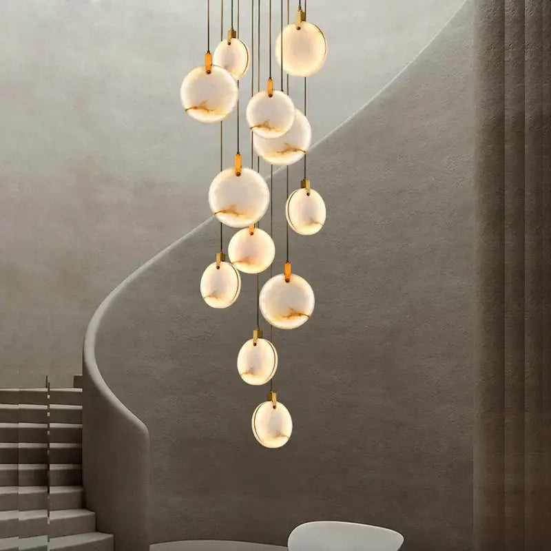 Art deco marble golden lustre pendant light for dining room