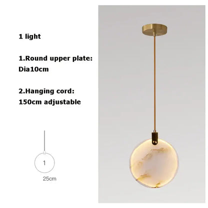 Art deco marble golden lustre pendant light for dining room