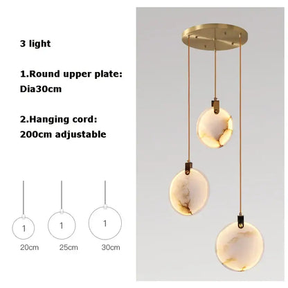 Art deco marble golden lustre pendant light for dining room