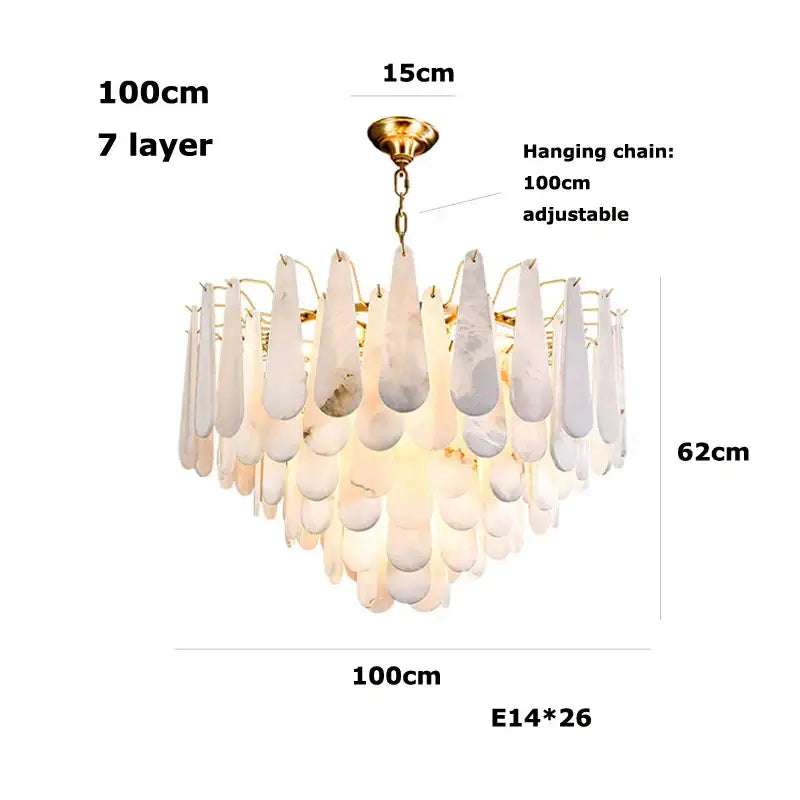 Art deco marble tiered led chandelier dining room gold pendant light