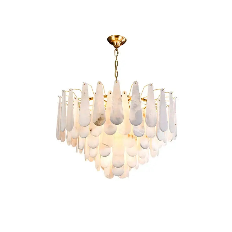 Art deco marble tiered led chandelier dining room gold pendant light