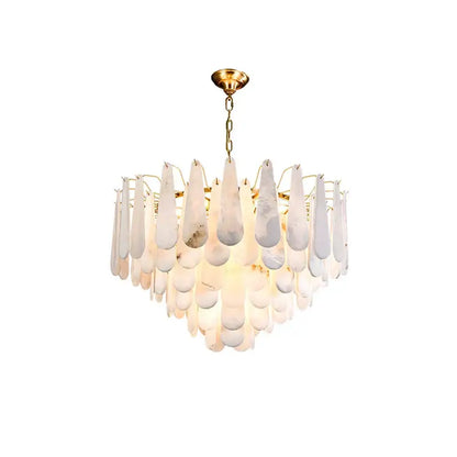 Art deco marble tiered led chandelier dining room gold pendant light