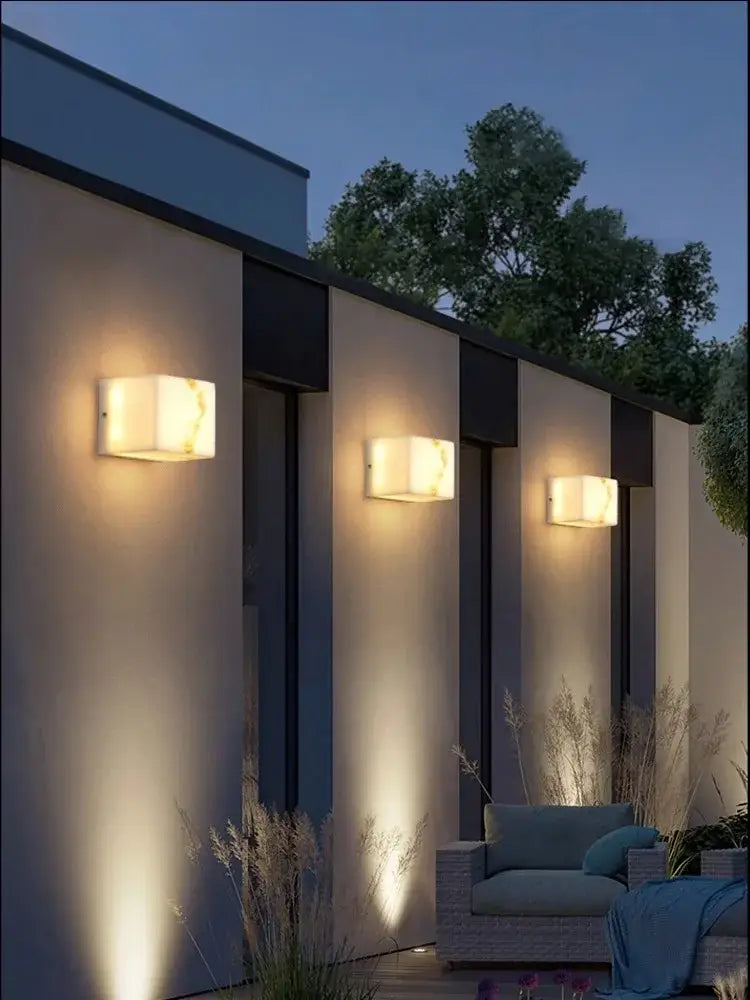 Art deco marble wall sconce living room waterproof cube light
