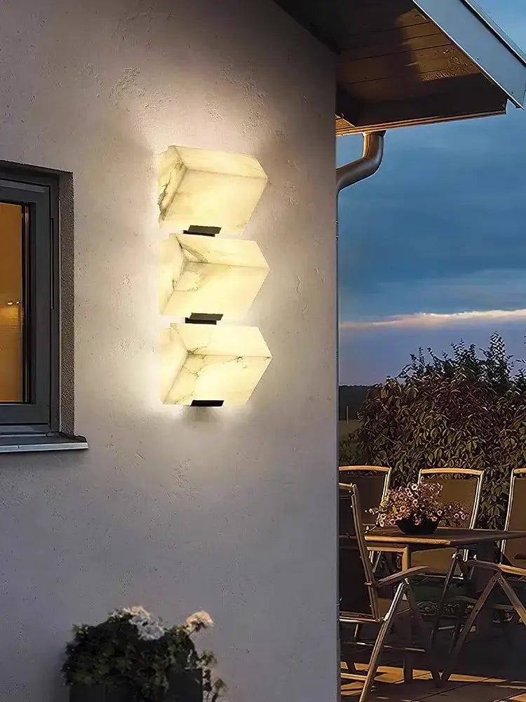 Art deco marble wall sconce living room waterproof cube light