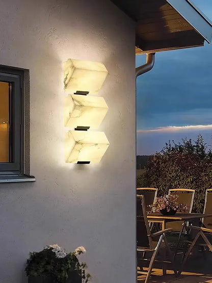Art deco marble wall sconce living room waterproof cube light
