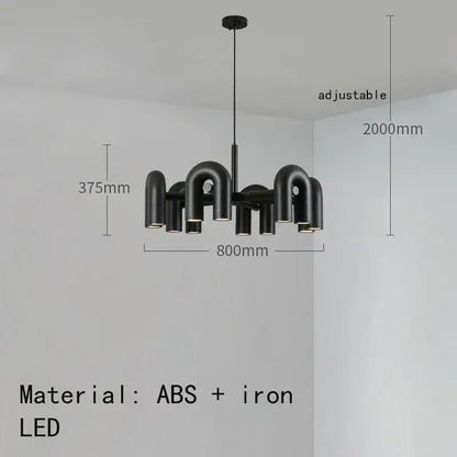 Art deco metal industrial chandelier – black & orange dining room light