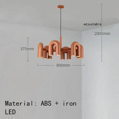 Art deco metal industrial chandelier – black & orange dining room light