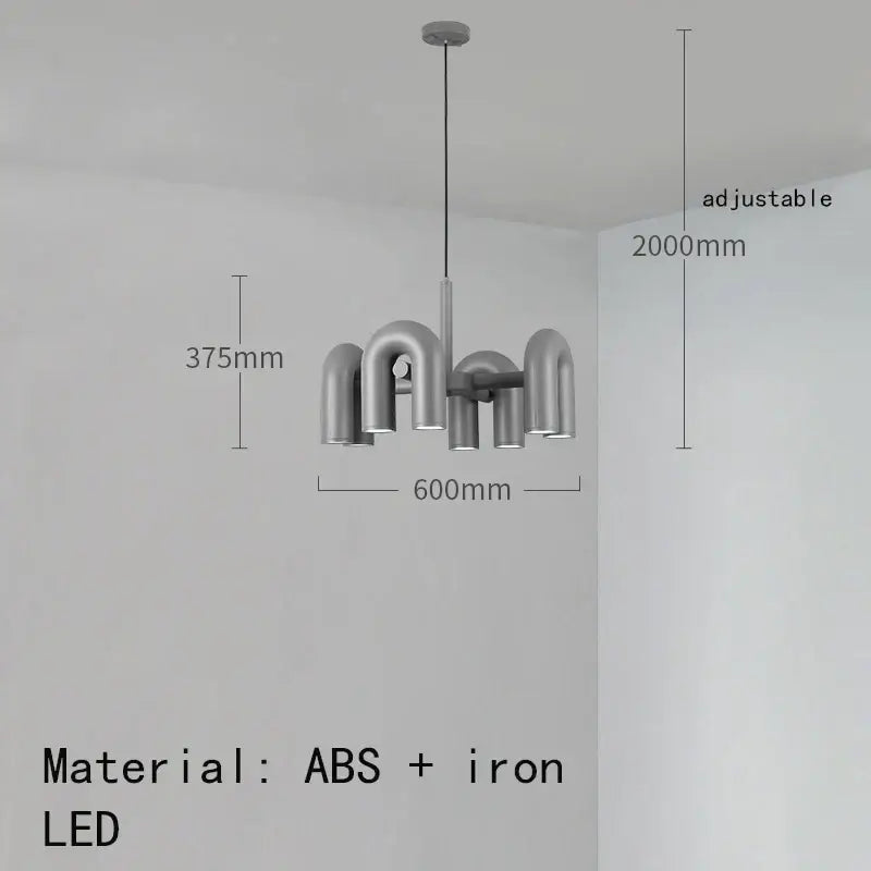Art deco metal industrial chandelier – black & orange dining room light
