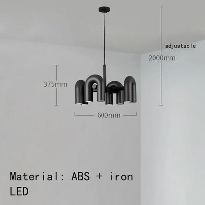 Art deco metal industrial chandelier – black & orange dining room light
