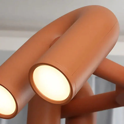 Art deco metal industrial chandelier – black & orange dining room light