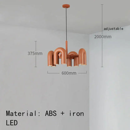 Art deco metal industrial chandelier – black & orange dining room light