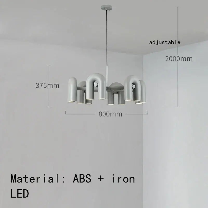 Art deco metal industrial chandelier – black & orange dining room light