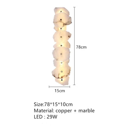 Art deco off white marble led wall sconce bedroom light