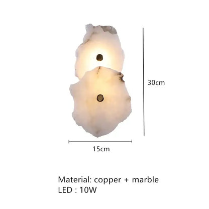 Art deco off white marble led wall sconce bedroom light