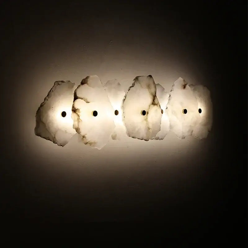Art deco off white marble led wall sconce bedroom light