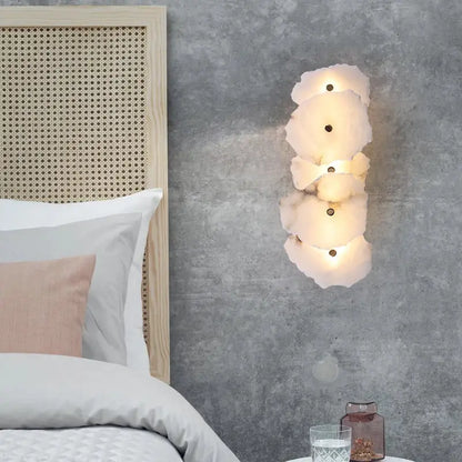 Art deco off white marble led wall sconce bedroom light