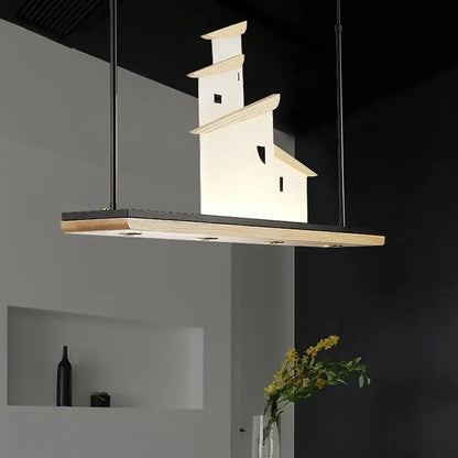 Art deco white & light wood ceiling light dining room warm white