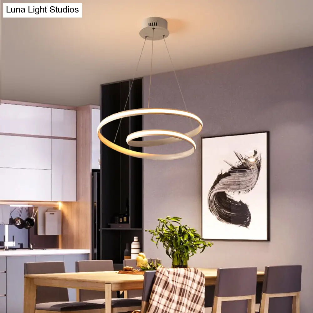 DecorBites™ Art Deco Swirl LED Chandelier for Restaurants - Acrylic Suspension Lighting Fixture