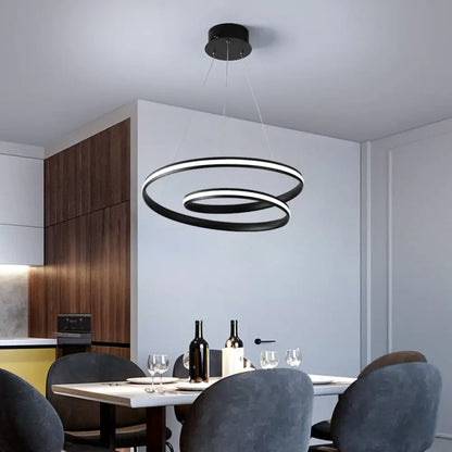 DecorBites™ Art Deco Swirl LED Chandelier for Restaurants - Acrylic Suspension Lighting Fixture
