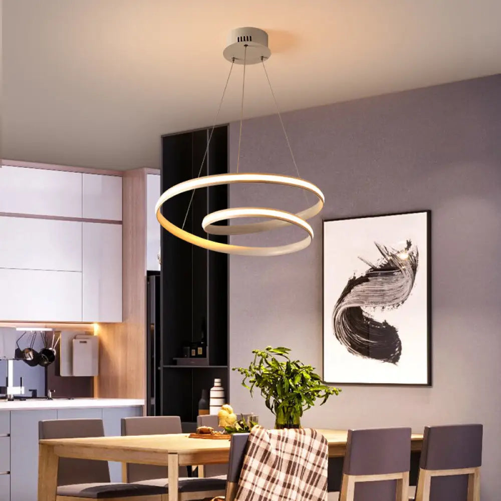 DecorBites™ Art Deco Swirl LED Chandelier for Restaurants - Acrylic Suspension Lighting Fixture