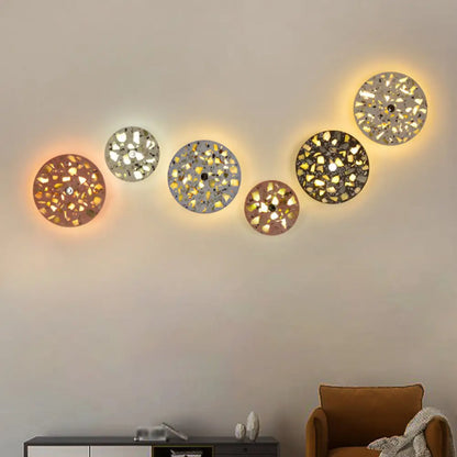 DecorBites™ Art Deco Terrazzo LED Wall Light: Black, Red, Blue Flush Mount Sconce for Living Room