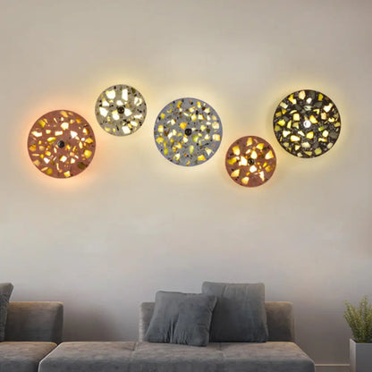 DecorBites™ Art Deco Terrazzo LED Wall Light: Black, Red, Blue Flush Mount Sconce for Living Room