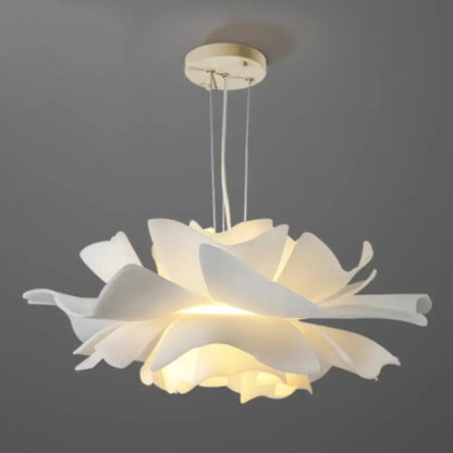 Art deco white floral chandelier dining room light with chain cord