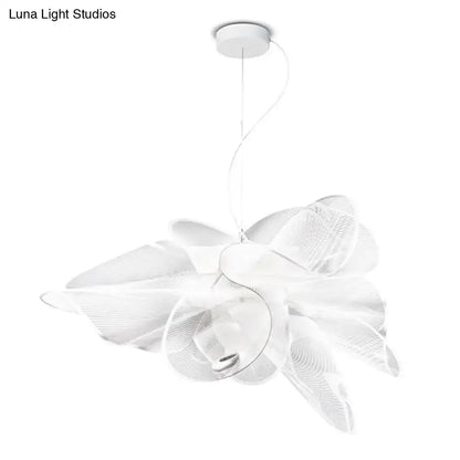 Art deco white floral chandelier dining room light with chain cord