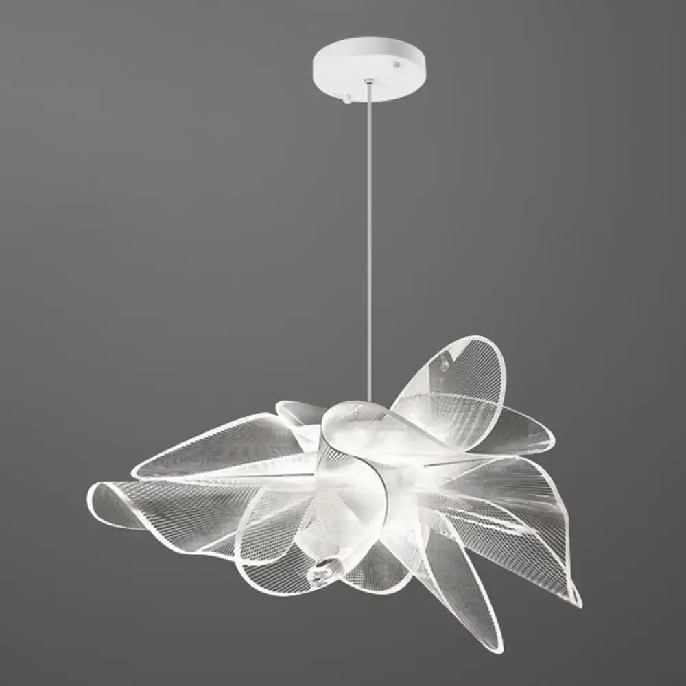 Art deco white floral chandelier dining room light with chain cord
