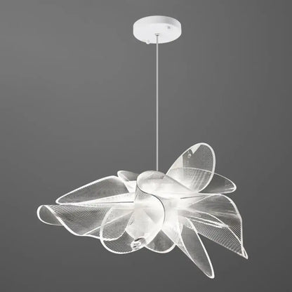 Art deco white floral chandelier dining room light with chain cord