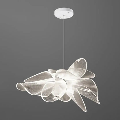 Art deco white floral chandelier dining room light with chain cord