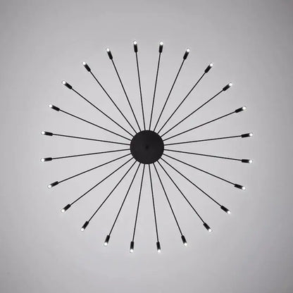 Art pendant chandelier black metal slender arm light living room