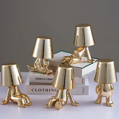 Articulated golden man table lamp for bedroom night light