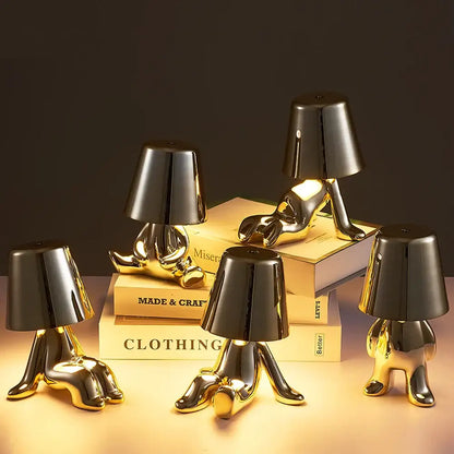 Articulated golden man table lamp for bedroom night light