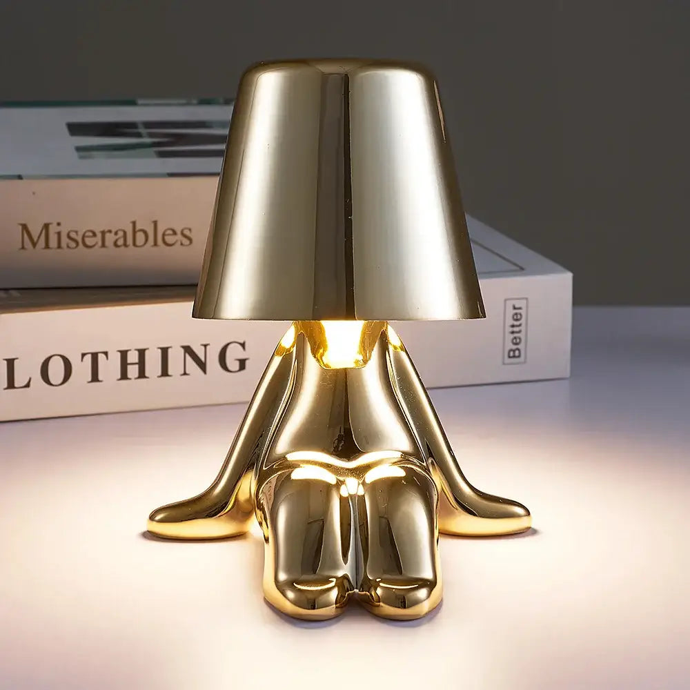 Articulated golden man table lamp for bedroom night light