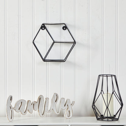 10” Black Matte Hexagon Wall Shelf