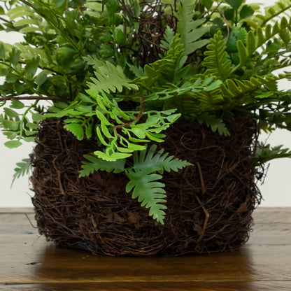 Mixed Fern w/Twig and Moss Basket