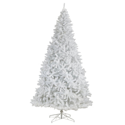11' White Artificial Christmas Tree with 2720 Bendable Branches and 1000 LED Lights