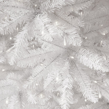 13’ Slim White Artificial Christmas Tree with 1350 Warm White LED Lights and 3924 Bendable Branches