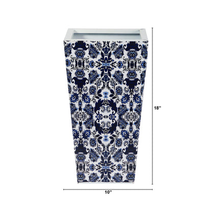 18” Oriental Blue and White Classic Metal Planter