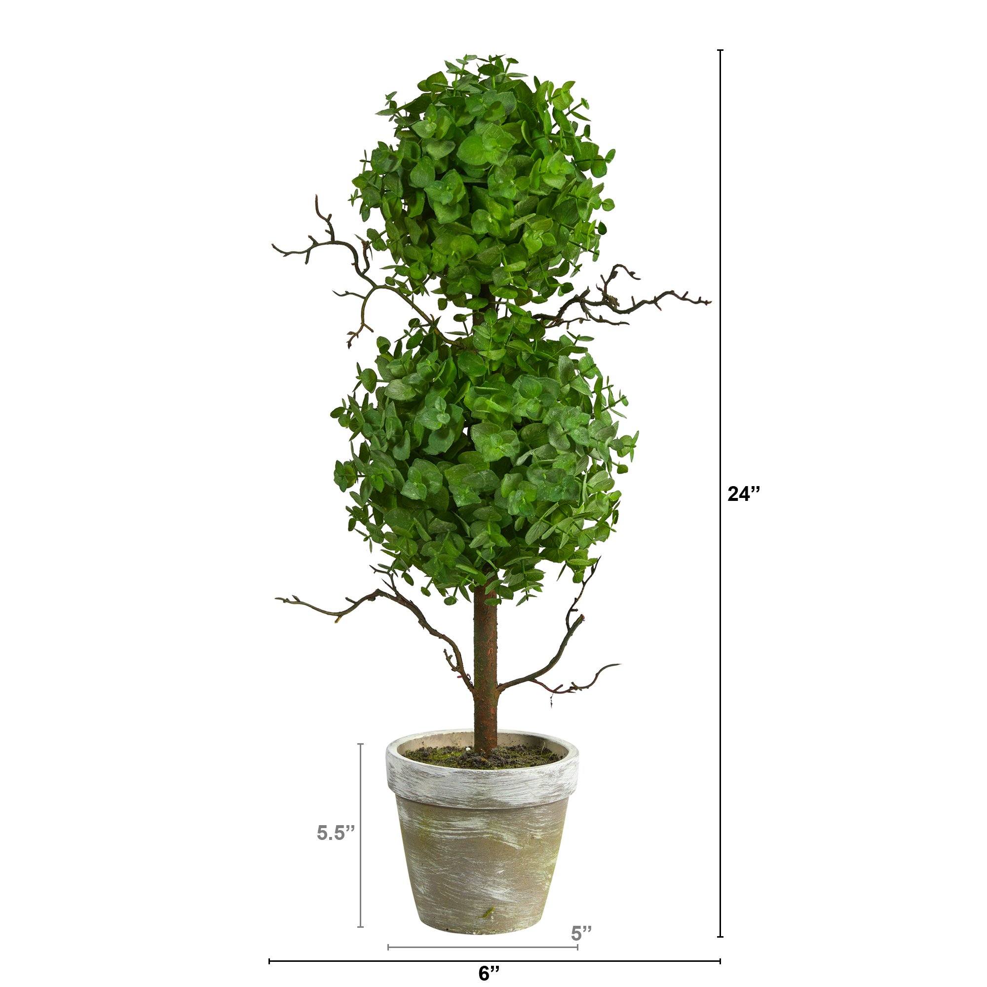 2’ Eucalyptus Double Ball Topiary Artificial Tree – NACS Home Decor