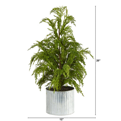 20” Cedar Pine “Natural Look” Artificial Christmas Tree in Decorative Planter