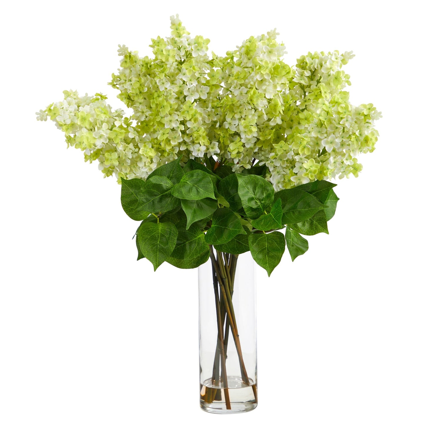 24” Artificial Lilac  Arrangement with  Cylinder Glass Vase