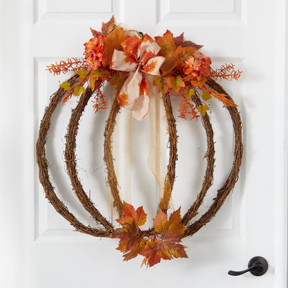 26” Autumn Pumpkin Artificial Vine Fall Wreath