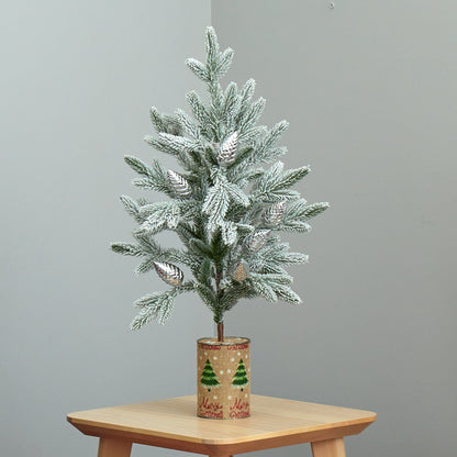28” Flocked Christmas Artificial Tree in Decorative Planter